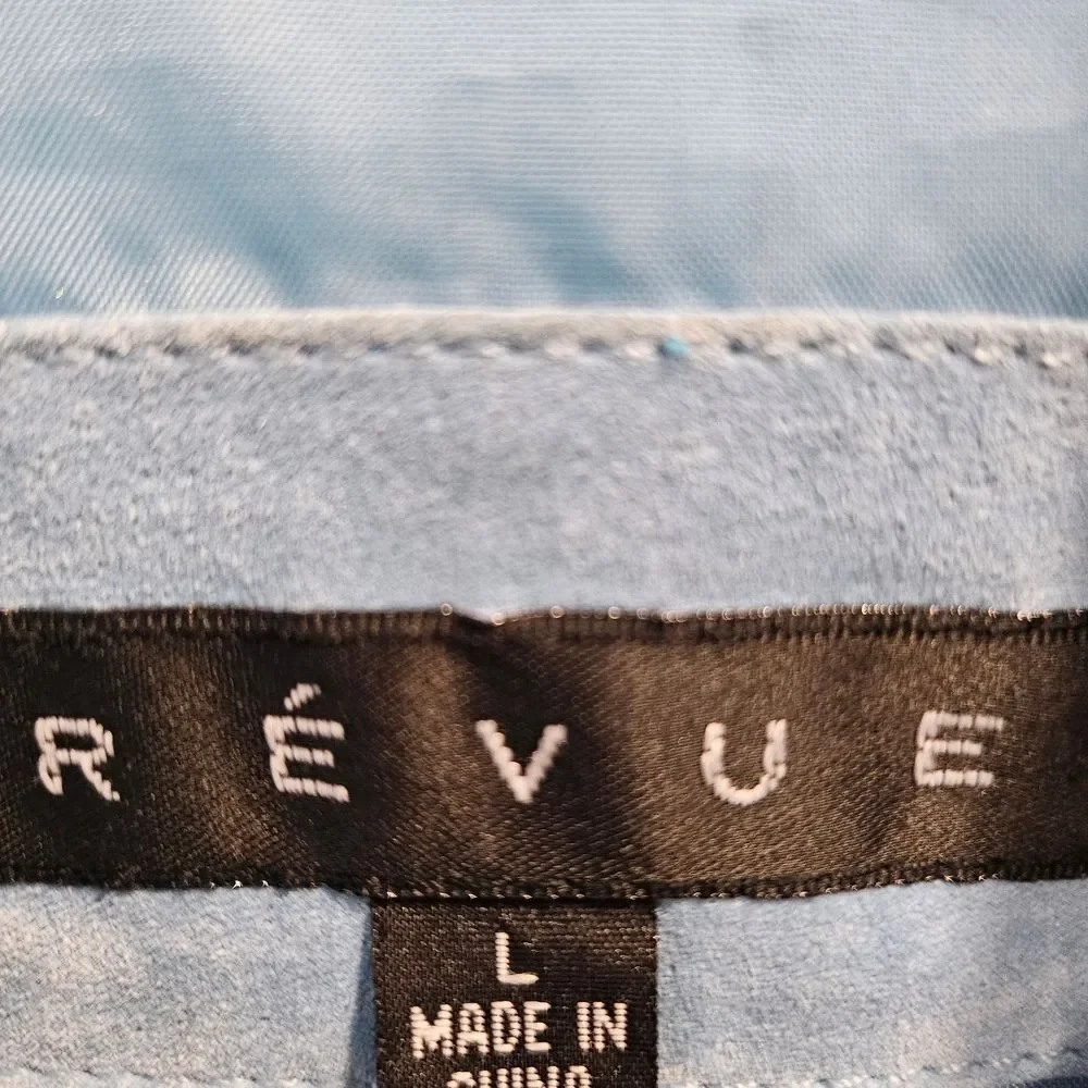 Y2k Women's Sky Blue Button Down 100% Suede Leather Shirt. Preowned Obviosly . - Picture 2 of 15